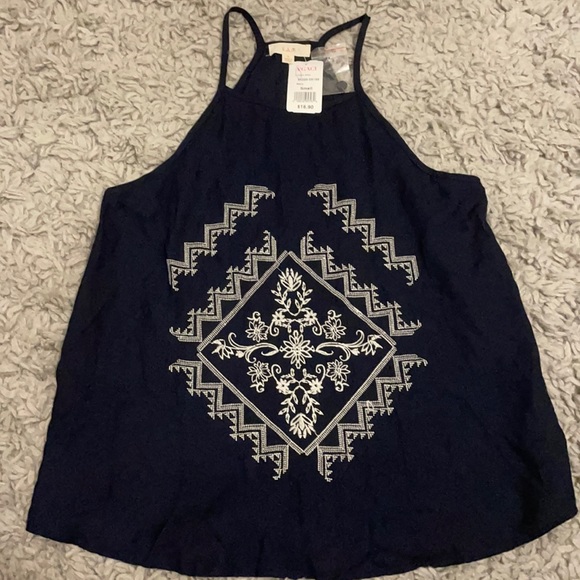 Navy blue boho tank top - Picture 1 of 5